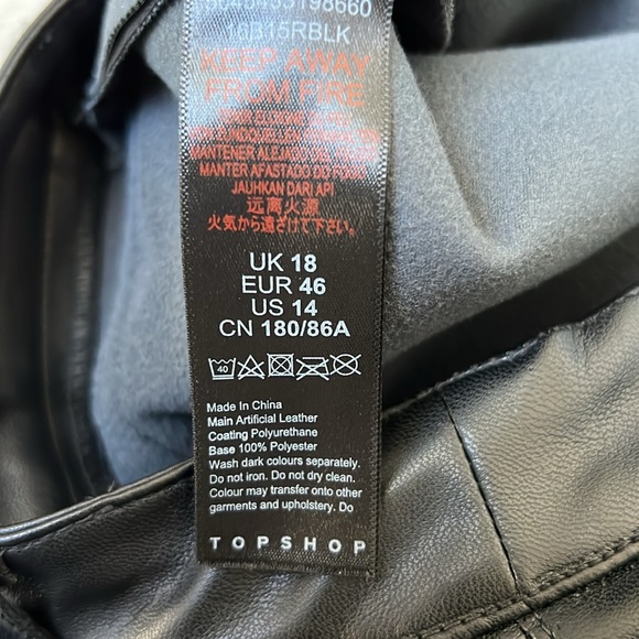 TOPSHOP Black Faux Leather Cargo Joggers | EUC Size 14 - Picture 12 of 13